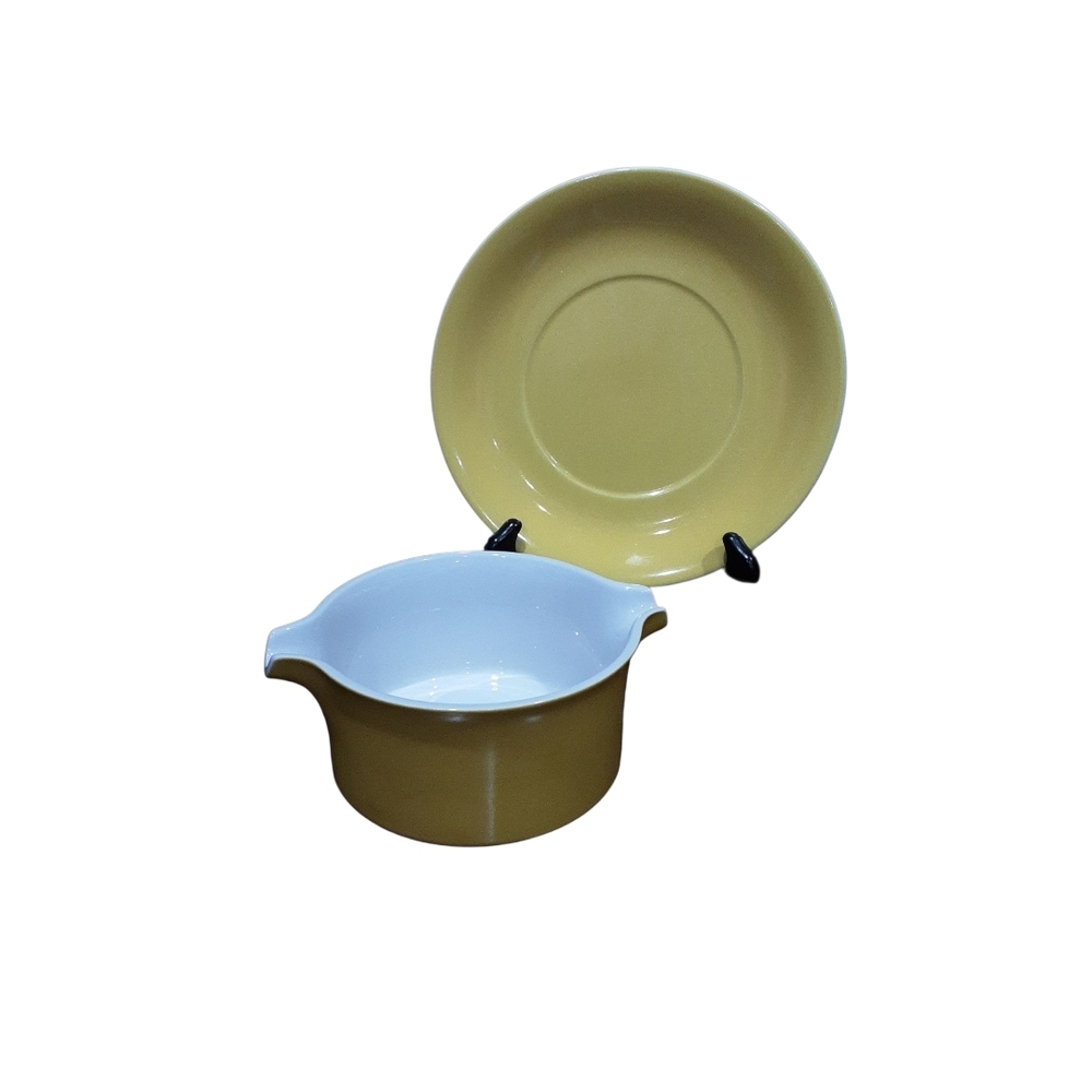 Mikasa Yellow Gravy Boat and Underplate